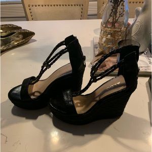 Aldo - espadrille wedge - black size 6